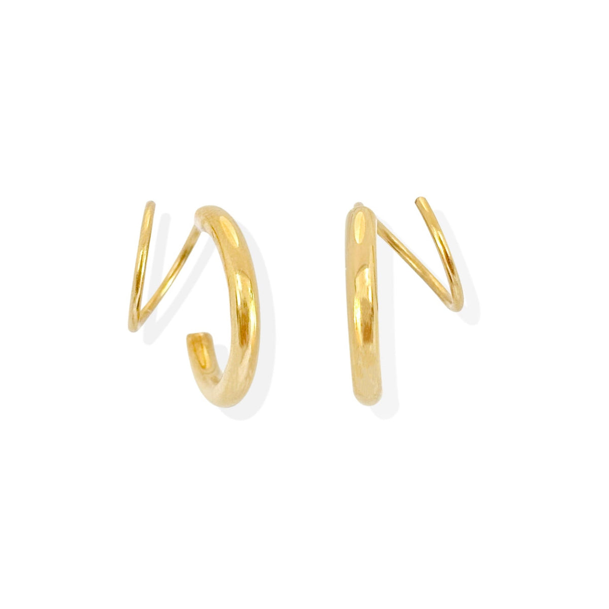 MICKY GOLD DOUBLE HUGGIE HOOP EARRINGS 2 IN 1