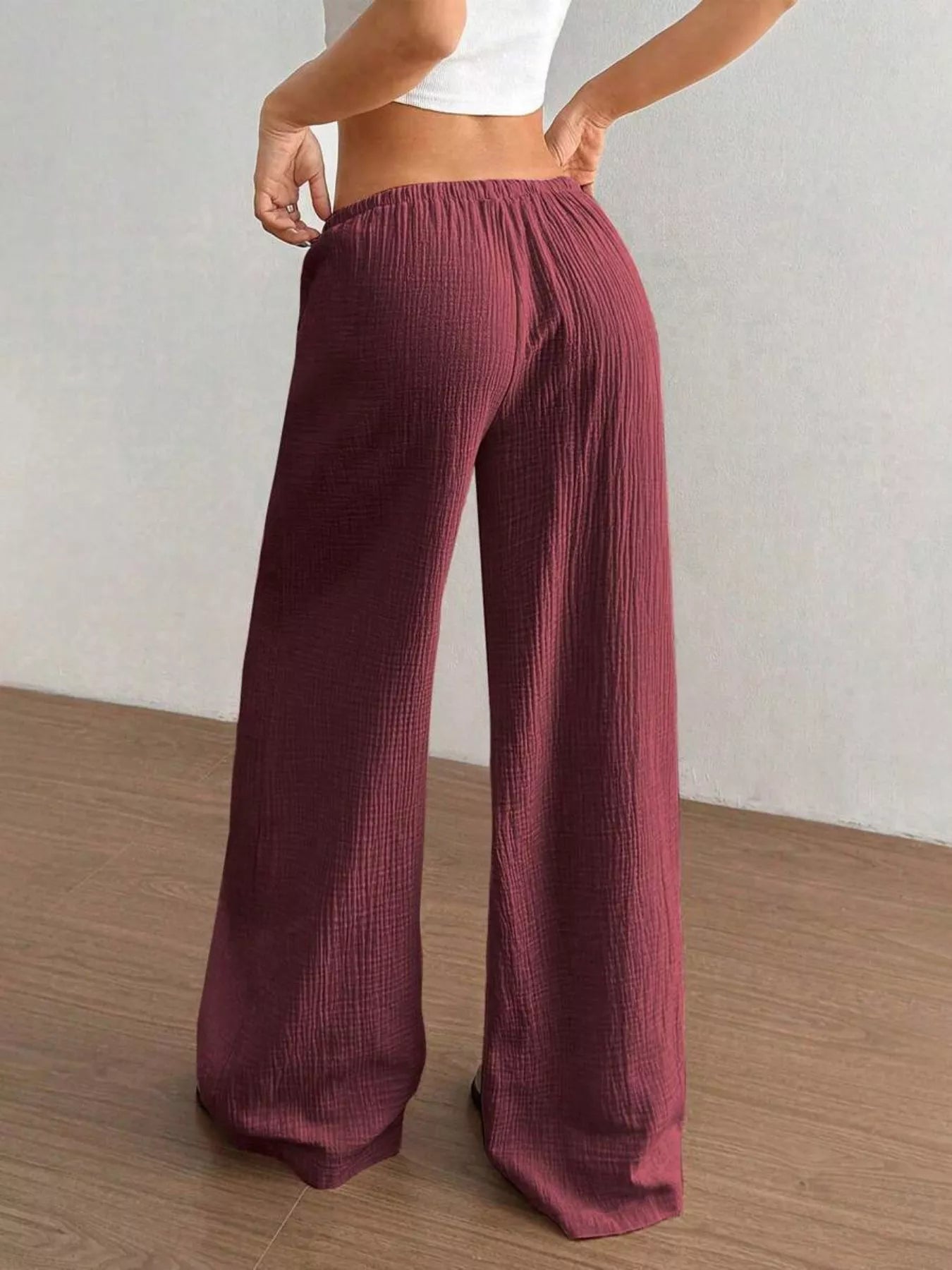 Wide-Leg Drawstring Pants