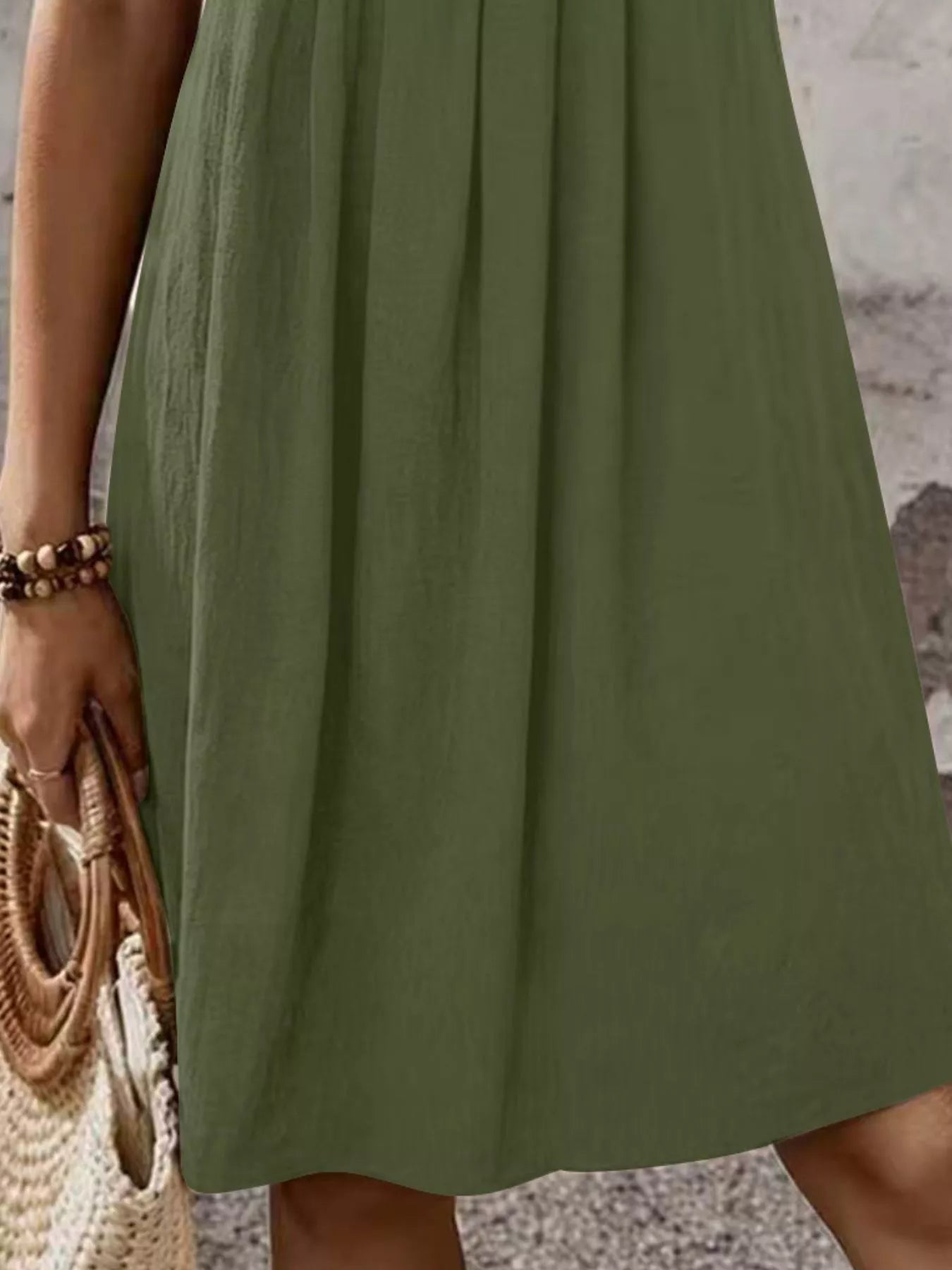 Zipper-Front Short Sleeve A-Line Dress
