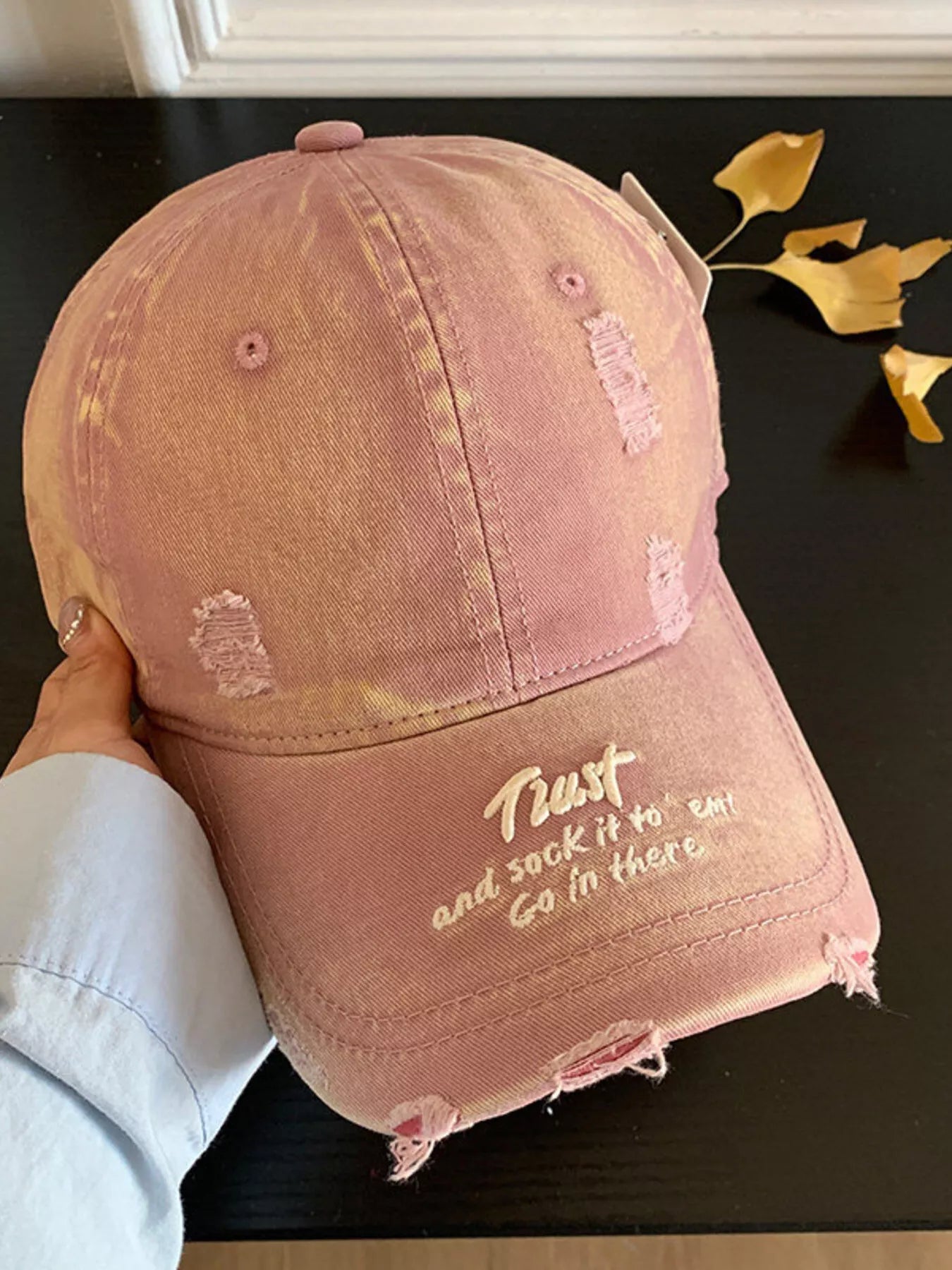 Distressed Embroidered Baseball Cap