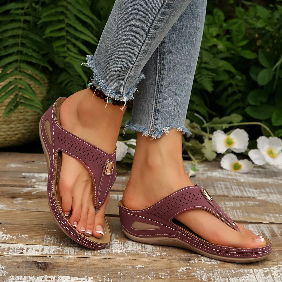 Toe Post Wedge Sandals