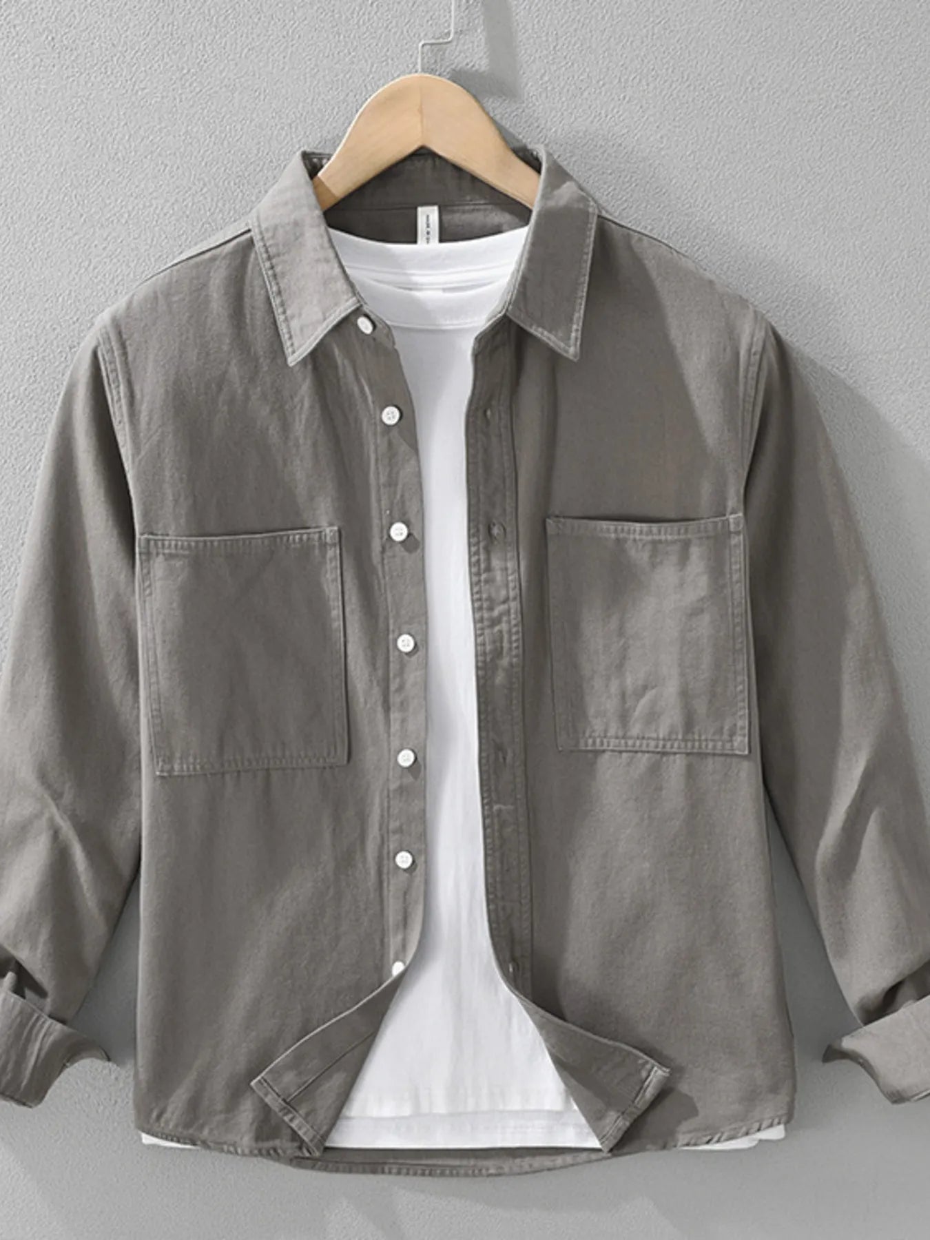 Men's Plus Size Button Detail Long Sleeve Shirt