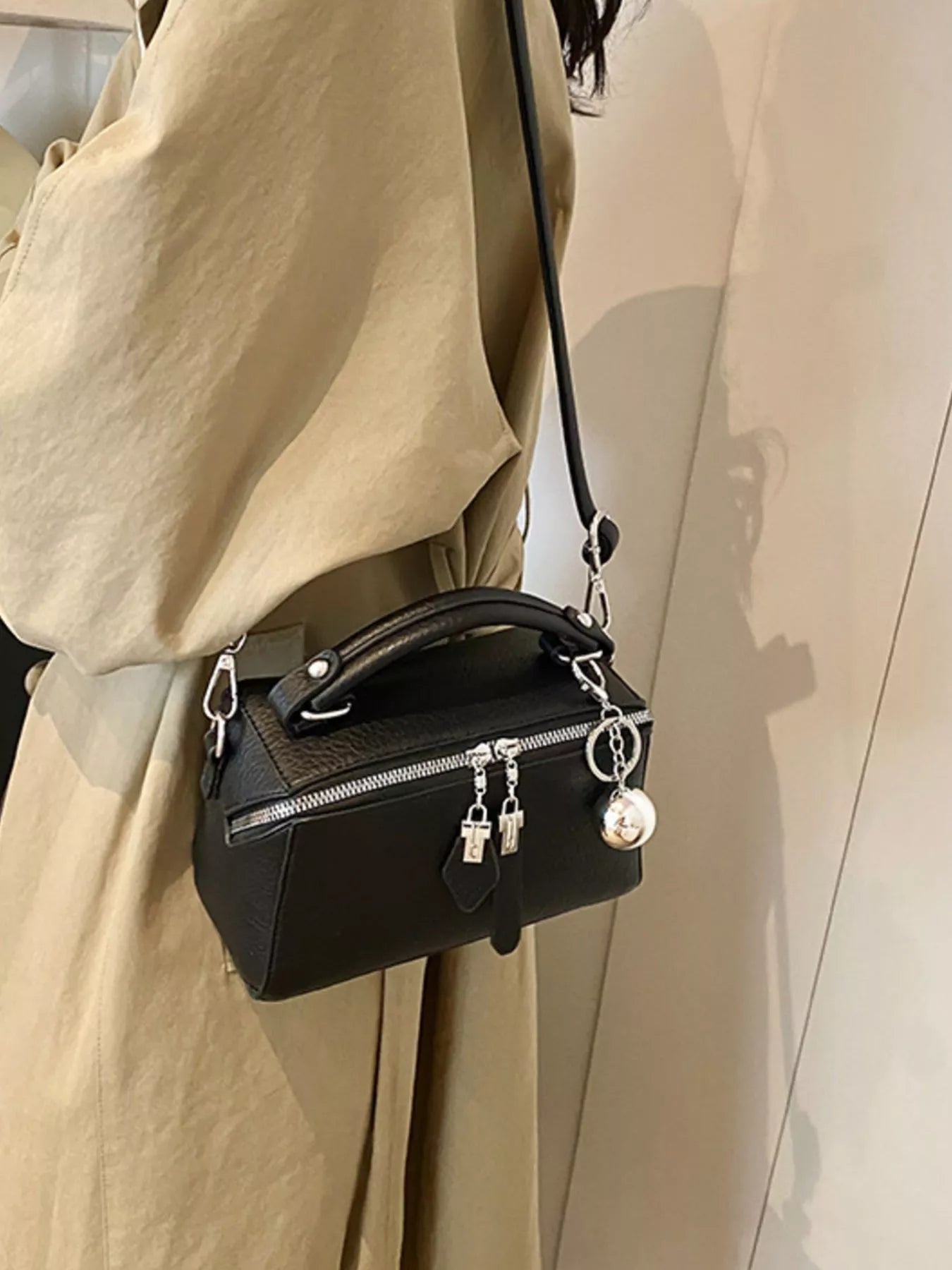 Textured Leather Handbag