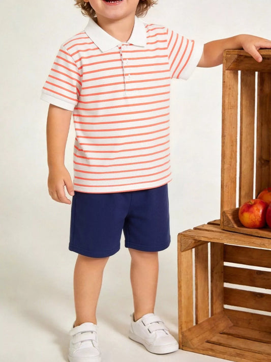 Children's Striped Short Sleeve Polo & Shorts Set