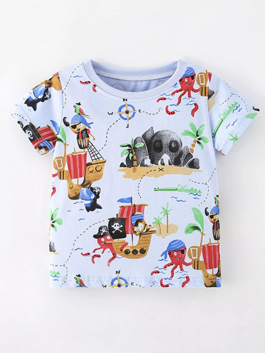 Children's Pirate Adventure Print Short Sleeve T-Shirt