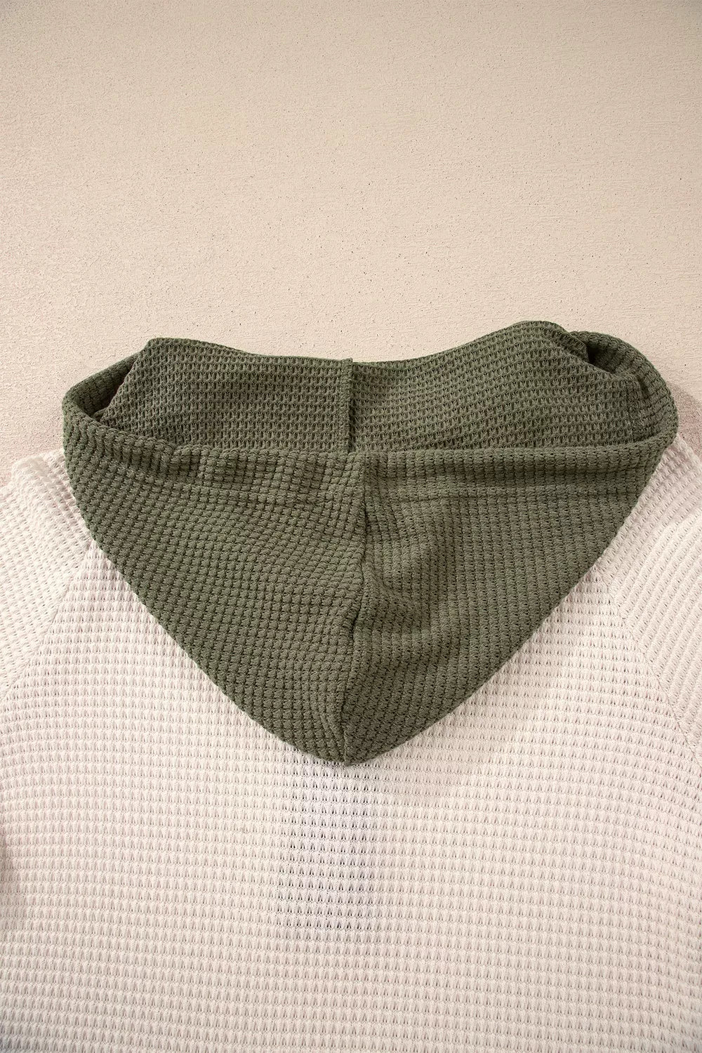 Drawstring Waffle Knit Henley Hoodie