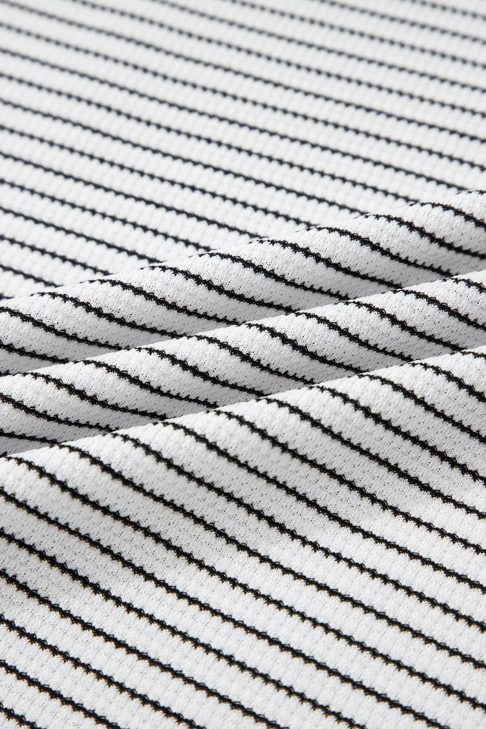 Stripe Contrasted Ruffle Trim Loose Long Sleeve Top