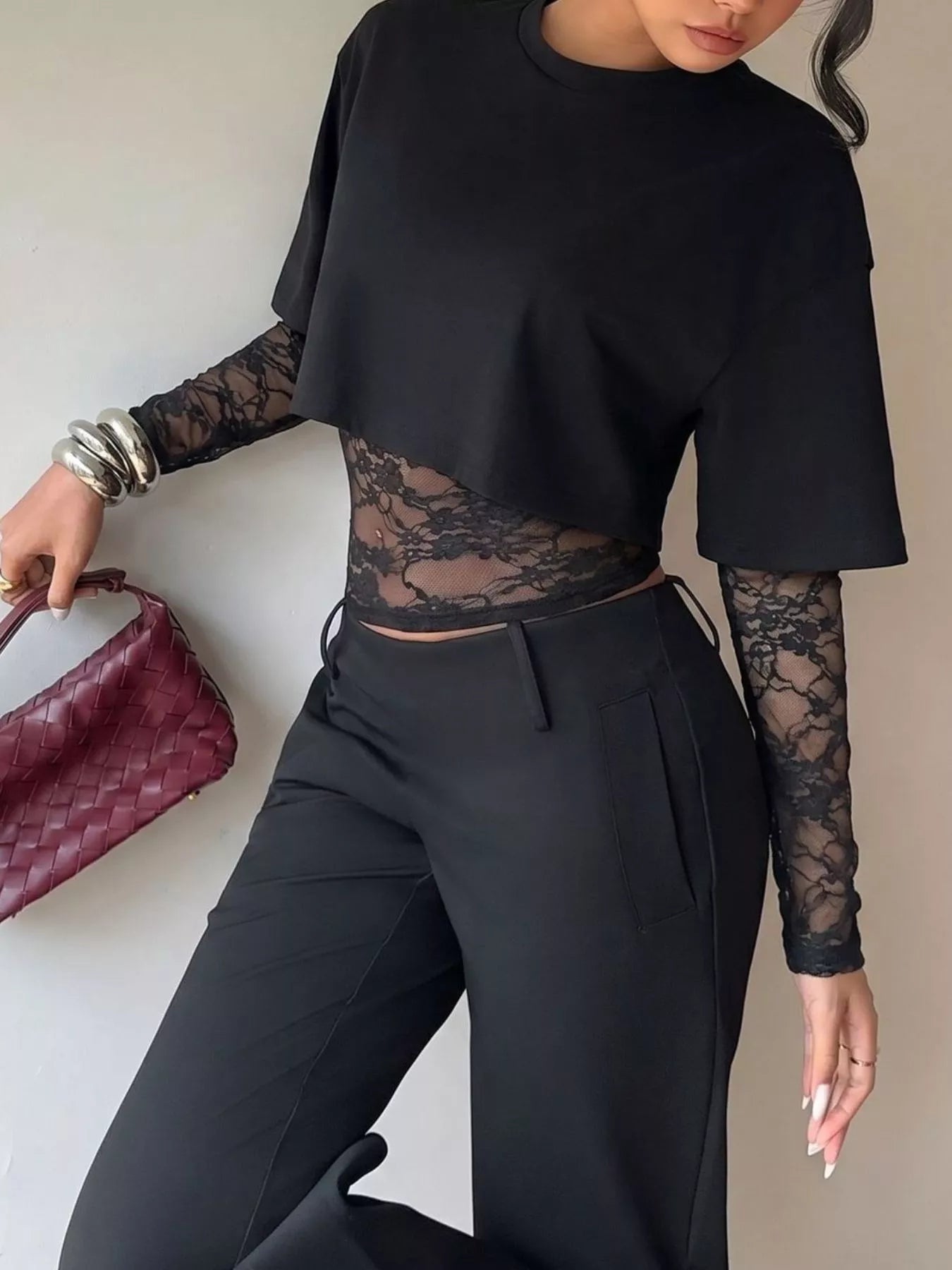 Lace Patchwork Short Sleeve T-Shirt