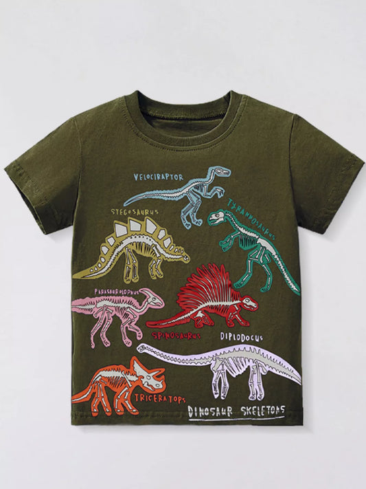 Children's Dinosaur Skeleton Round Neck T-Shirt