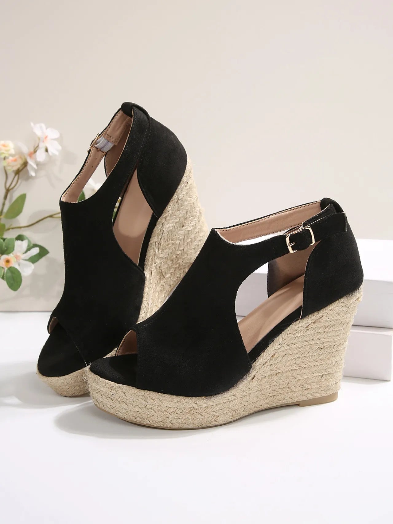 Espadrille Wedge Sandals with Ankle Strap