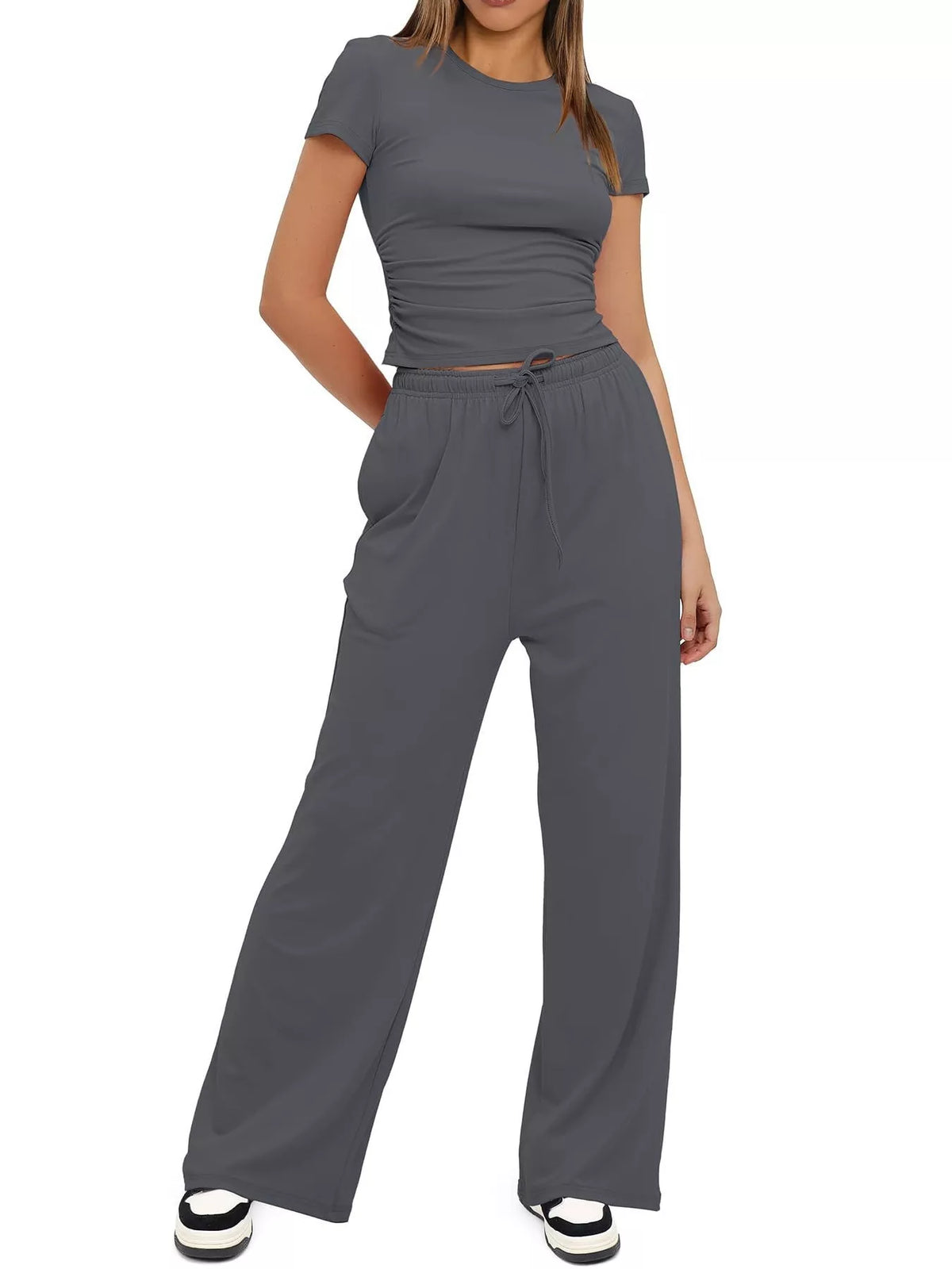 Short Sleeve Top and Drawstring Pants Set