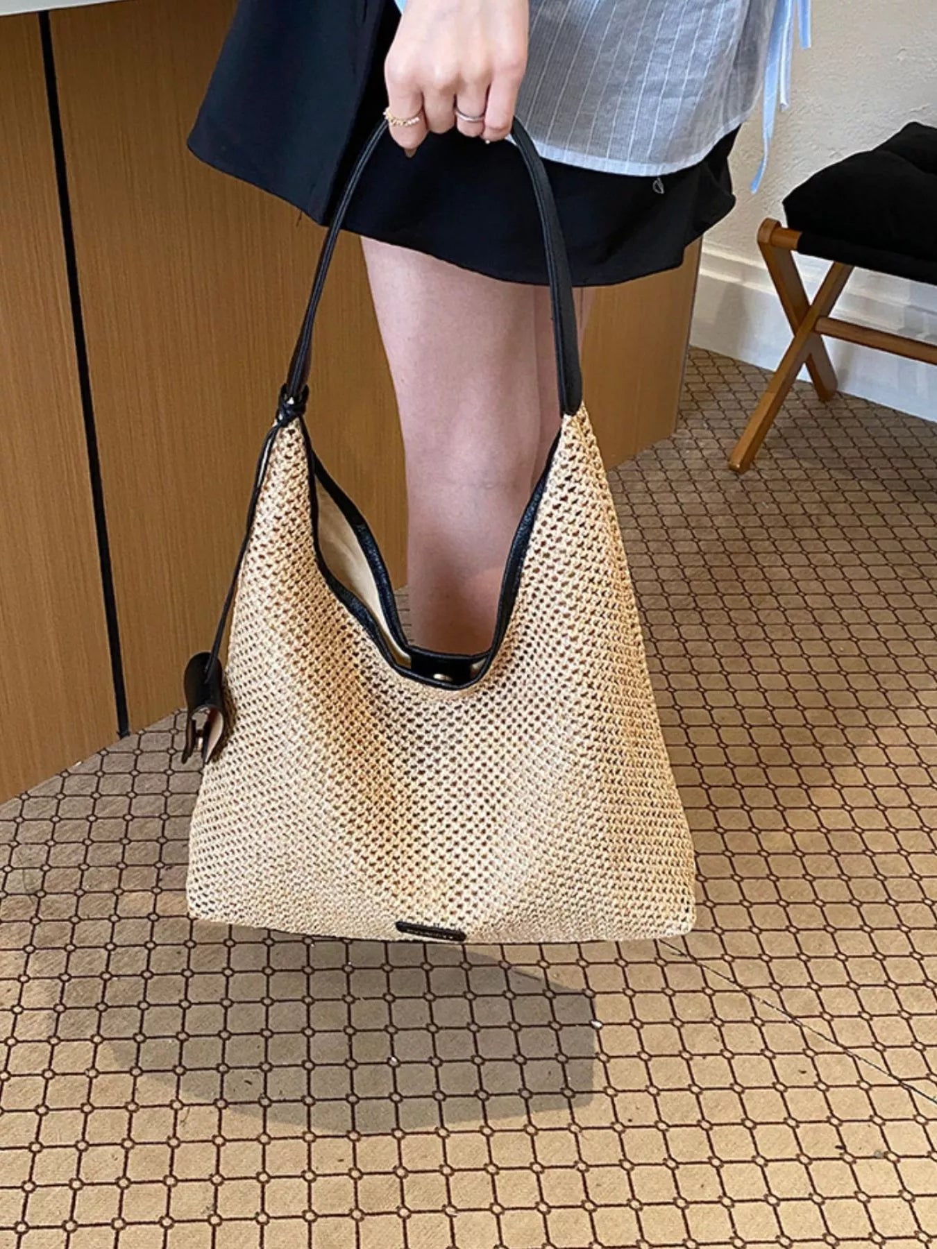 Woven Straw Shoulder Bag