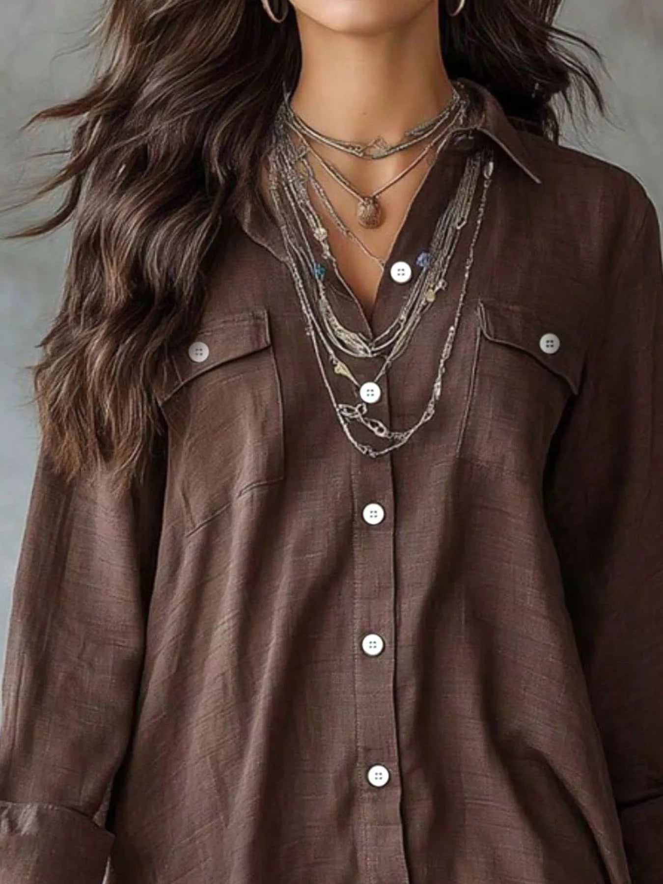 Casual Linen Shirt Dress with Pockets