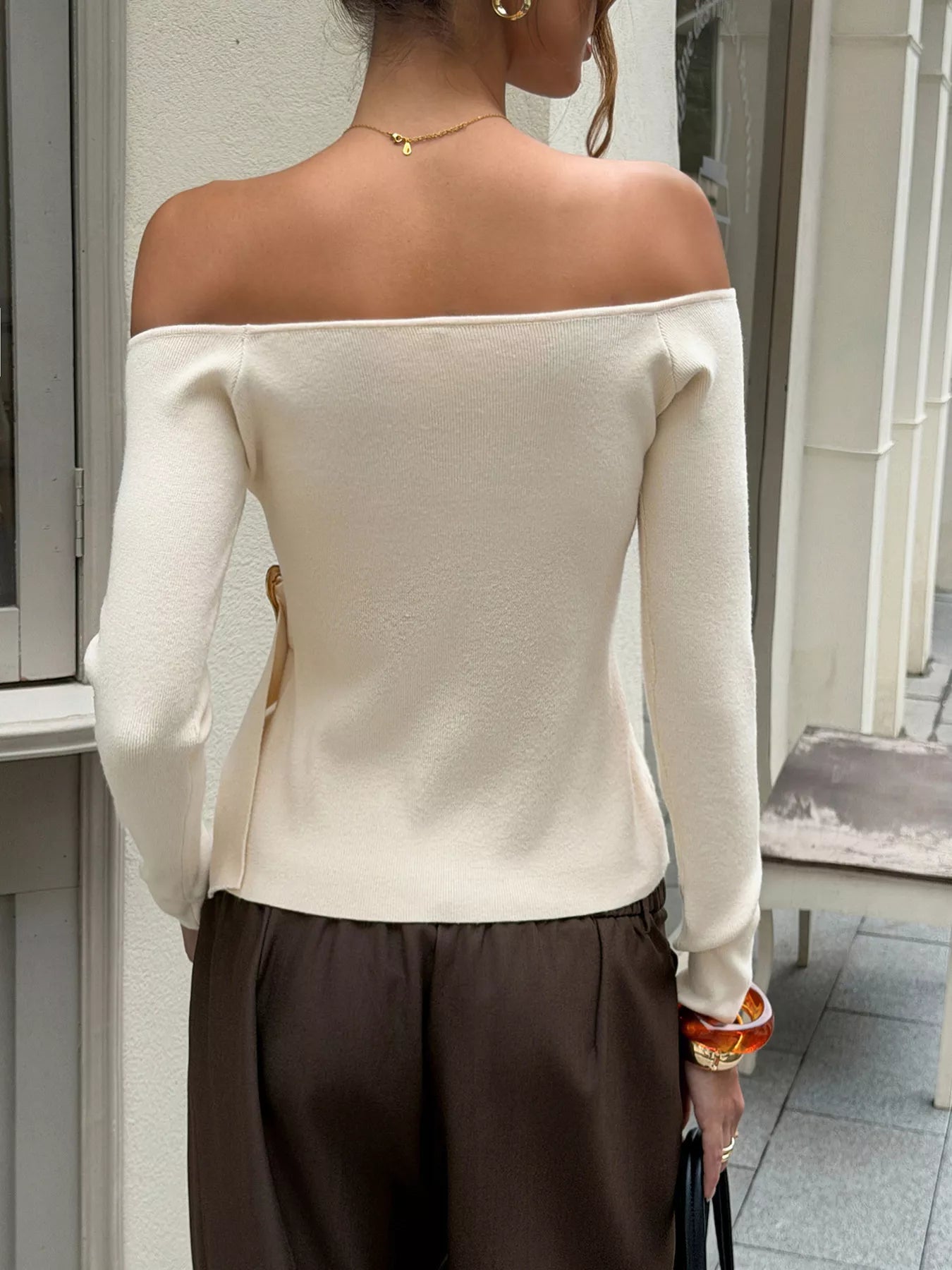 Off Shoulder Long Sleeve Sweater