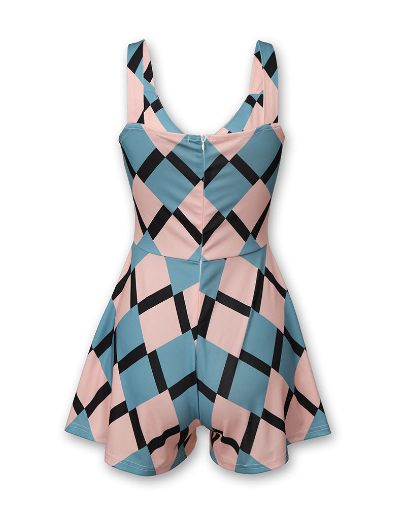 Contrast geometric print one-piece culottes