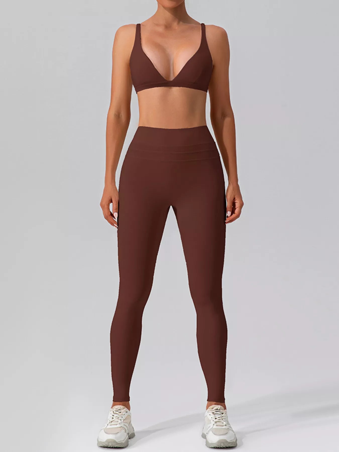 V-Neck Tank and High-Waisted Seamless Pants Active Set