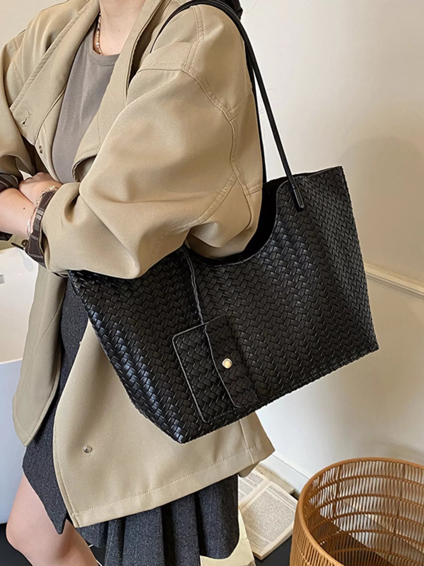 Woven Texture Large Capacity Tote Bag