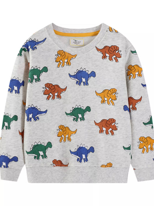 Children's Dinosaur Print Crew Neck Sweatshirt