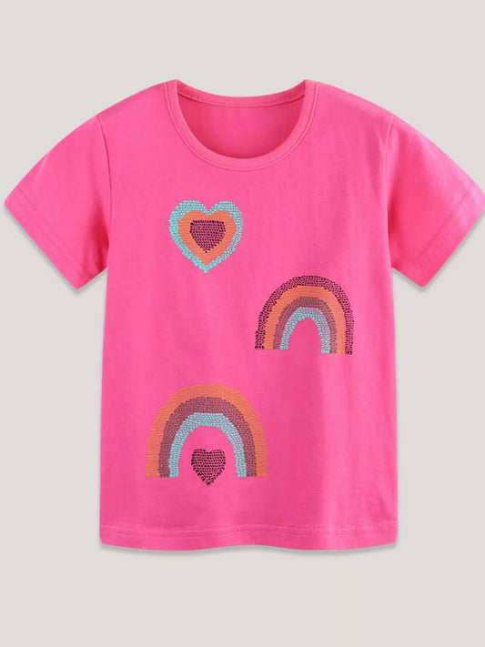 Children's Heart & Rainbow Round Neck Tee