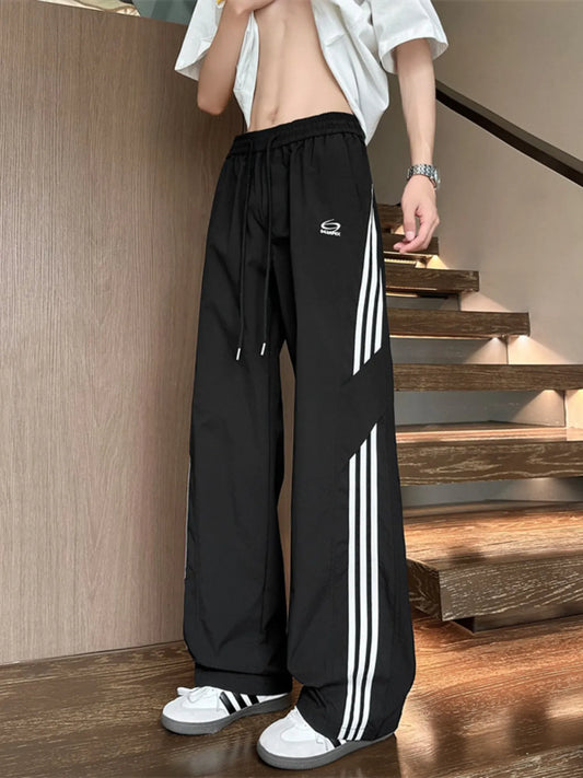 Men's Full Size Stripe Wide Leg Pants Plus Size