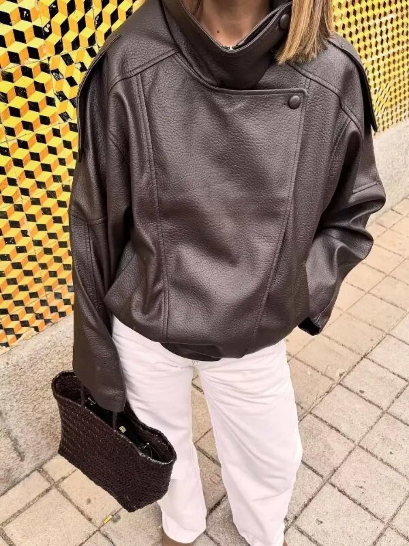 Zip-Up Faux Leather Moto Jacket