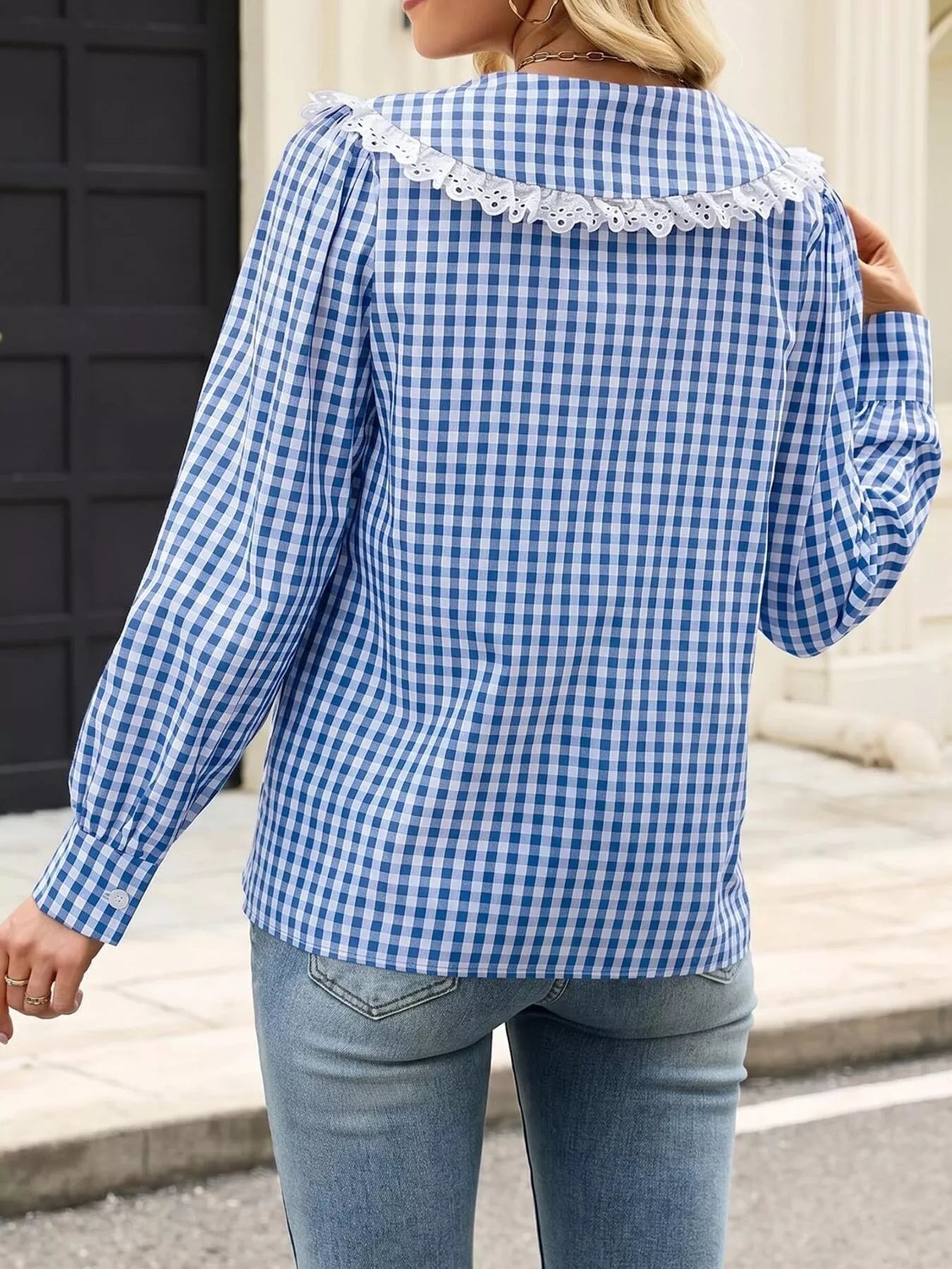 Lace Peter Pan Collar Button Up Shirt
