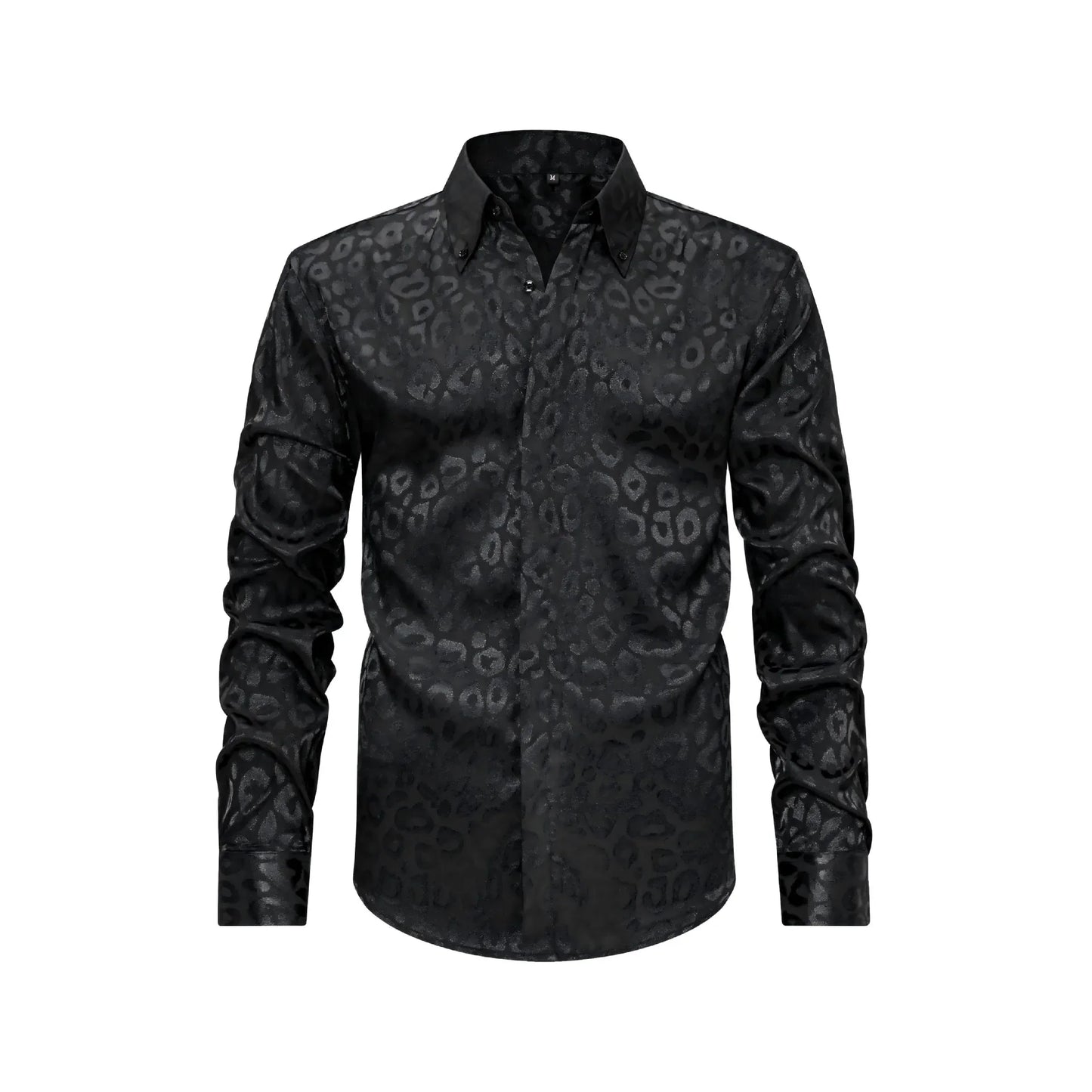 Men's Full Size Leopard Button Down Satin Shirt Plus Size