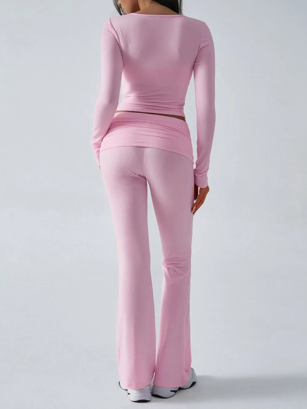 Devine Ruched Long Sleeve Top and Pants Set