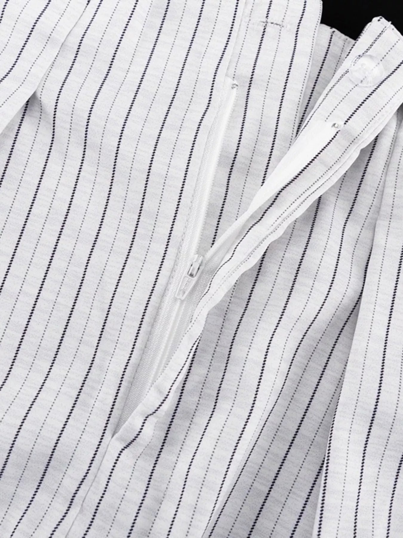 Pinstripe Cropped Blazer and Pleated Shorts Set