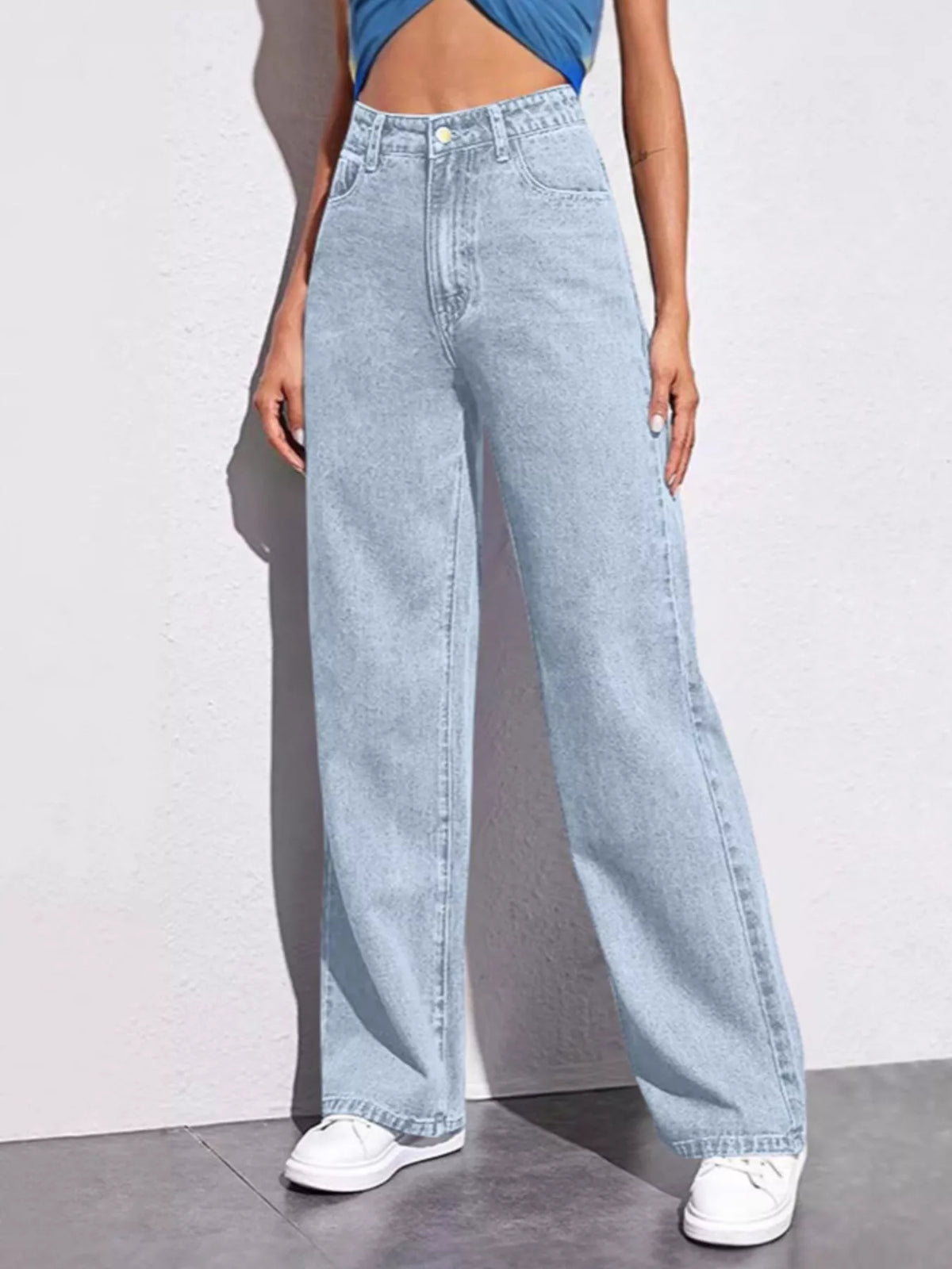 Full Size High-Waisted Wide-Leg Jeans Plus Size