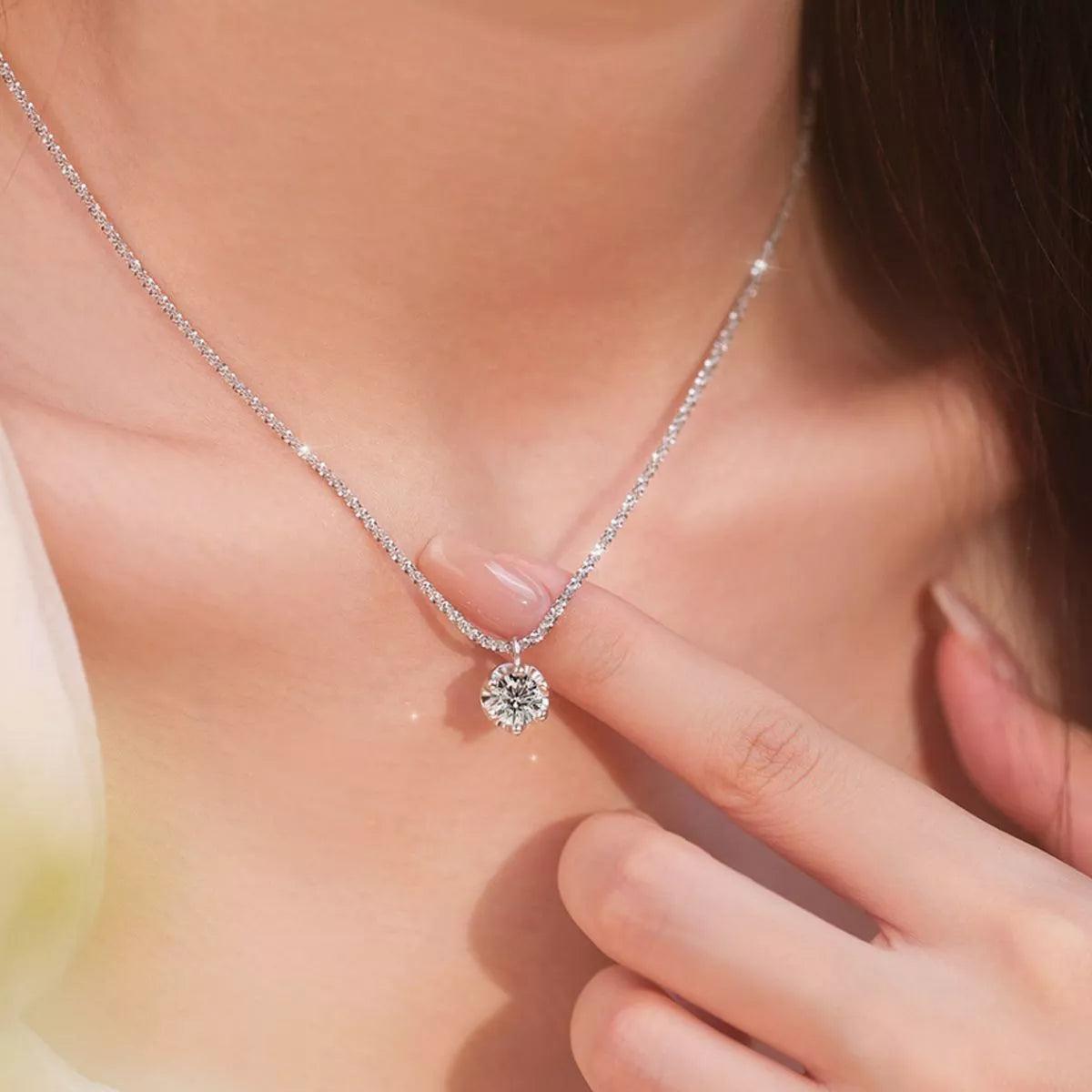 1 Carat Moissanite 925 Sterling Silver Necklace