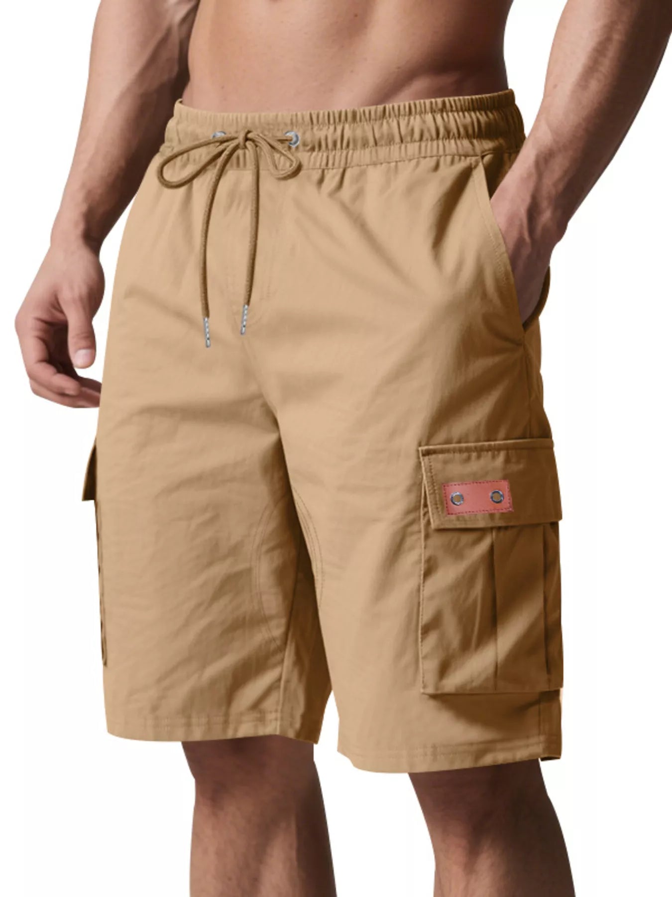 Men's Full Size Cargo Shorts with Drawstring Plus Size