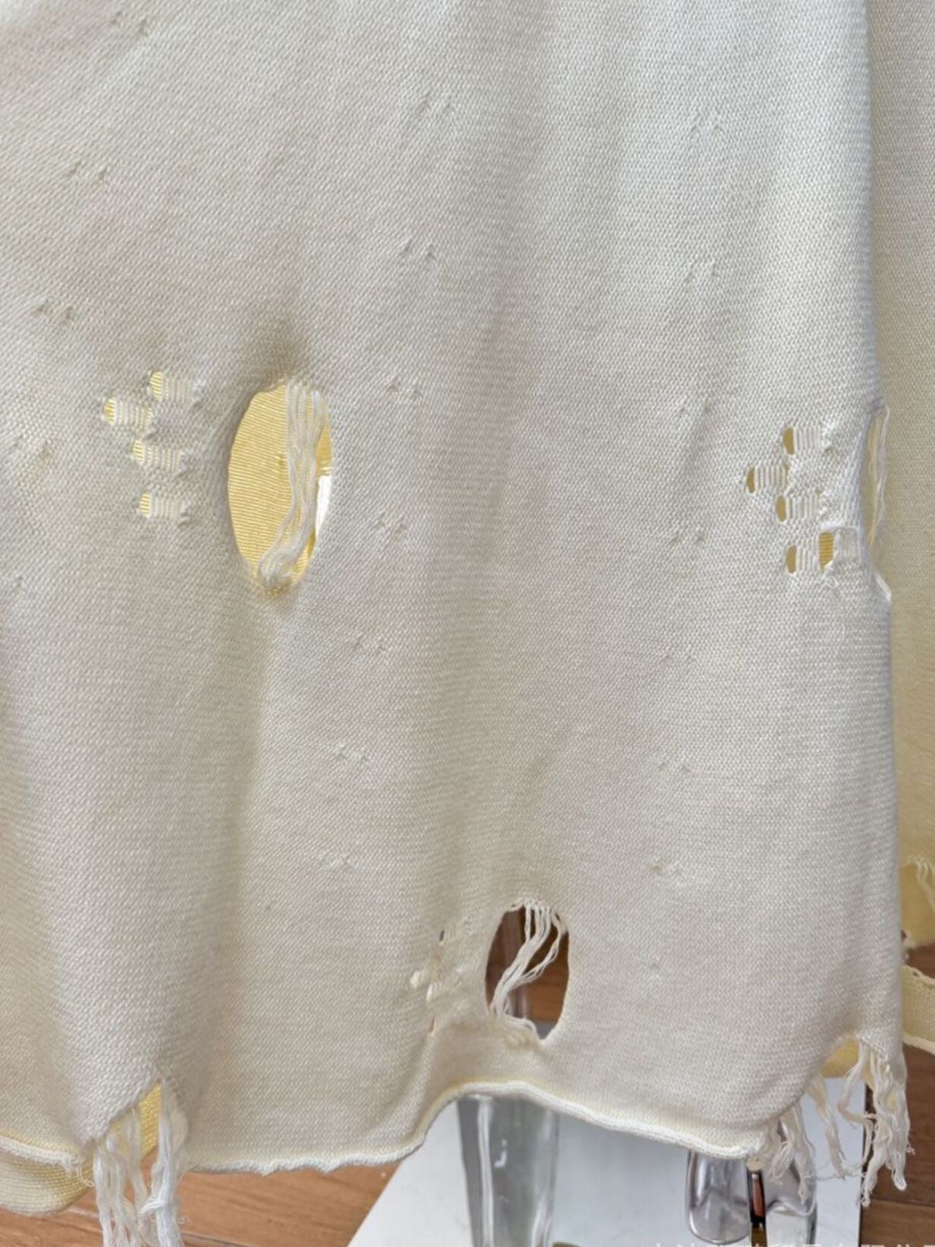 Distressed Long Sleeve Sweater and Skirt Set