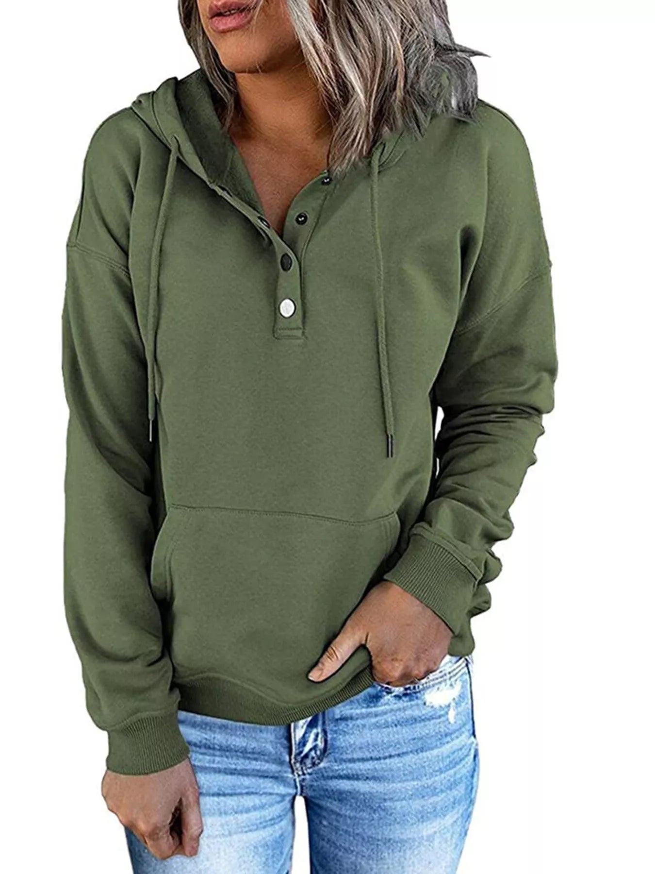 Full Size Kangaroo Pocket Drawstring Long Sleeve Hoodie Plus Size