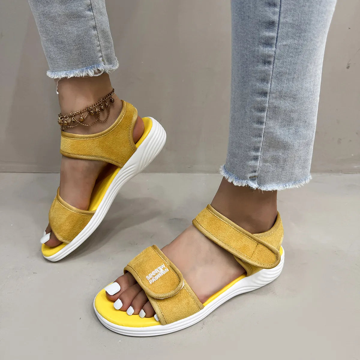Velcro Strap Open Toe Sandals