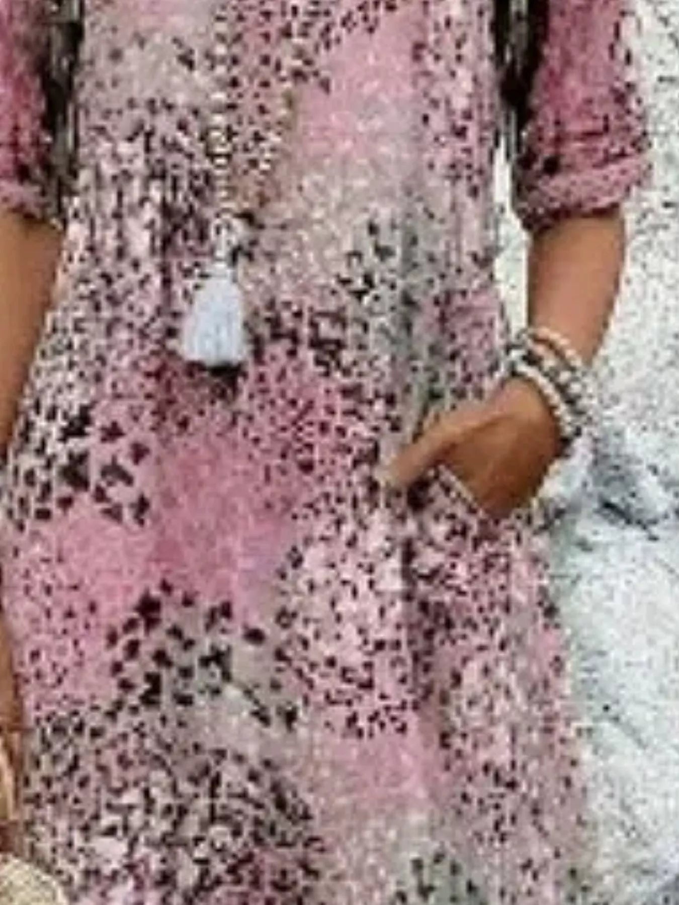 Full Size Printed V-Neck Half Sleeve Dress Plus Size
