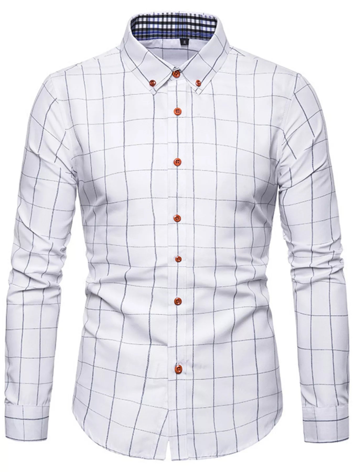 Men's Plus Size Classic Plaid Button-Down Shirt