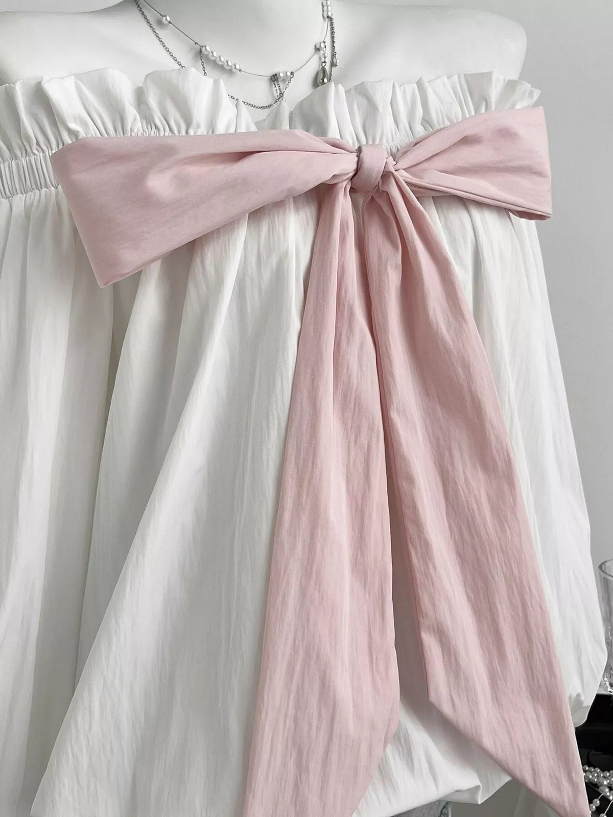 Bow Off-Shoulder Long Sleeve Blouse