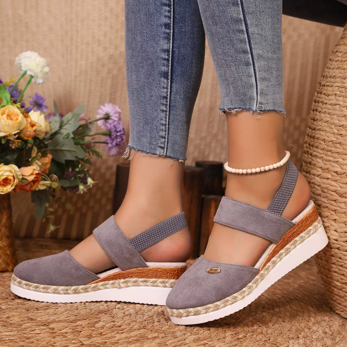 Espadrille Wedge Sandals with Ankle Strap