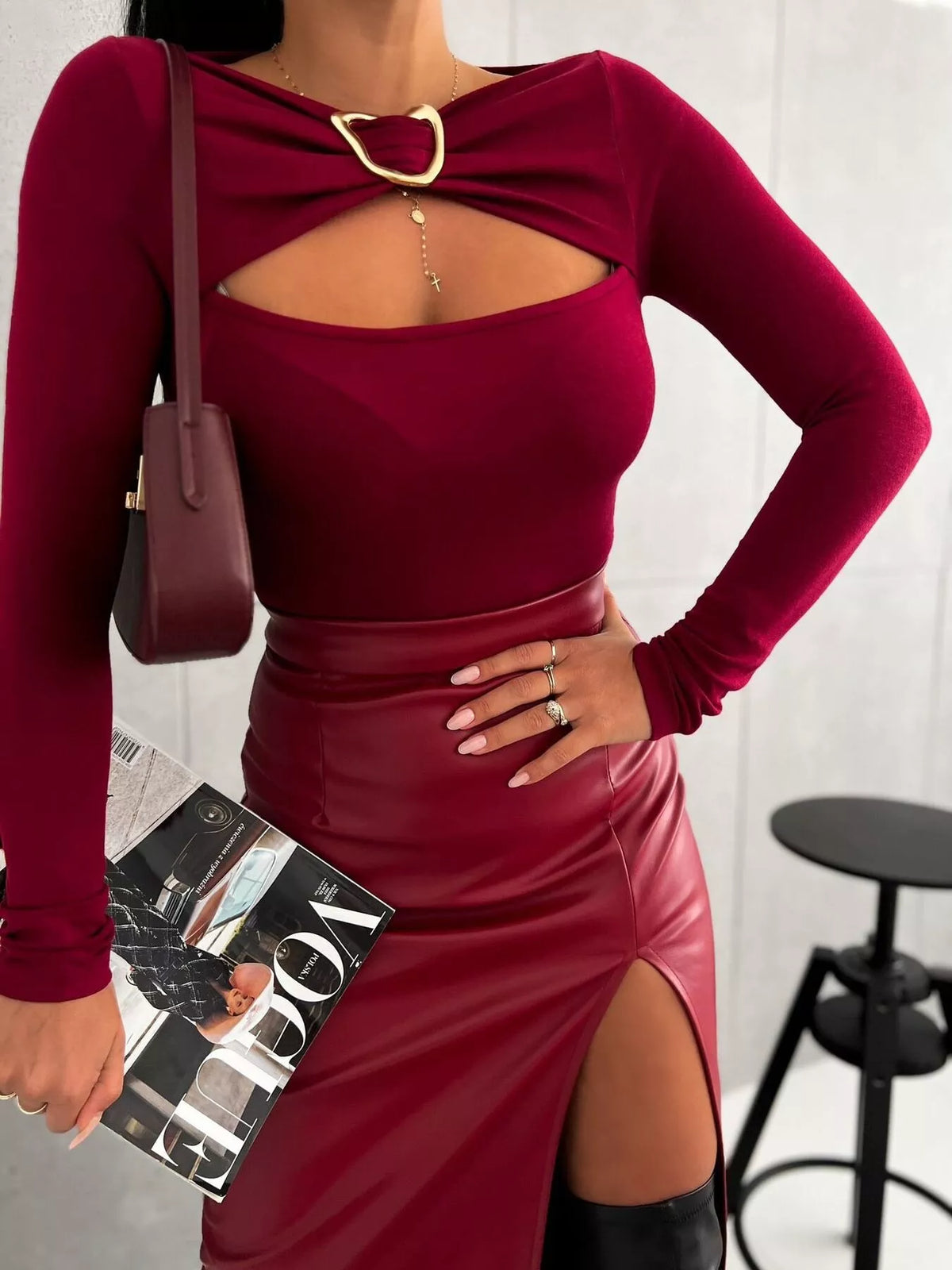 Cutout Detail Long-Sleeve T-Shirt