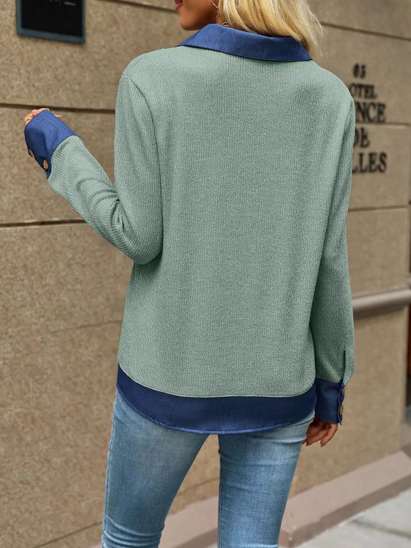 Decor Button Long Sleeve Sweatshirt