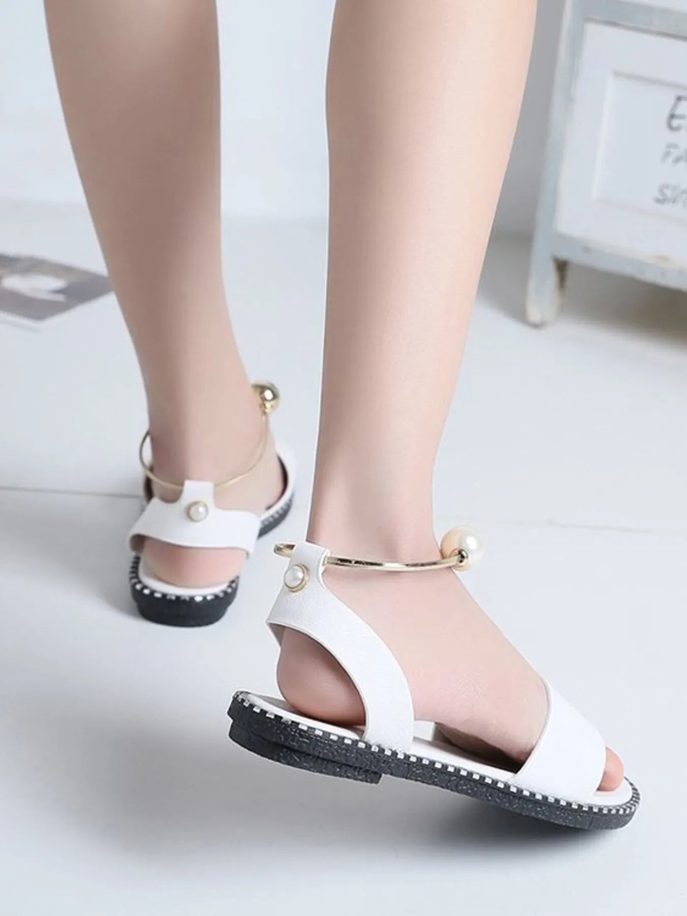 Pearl Embellished Flat Sandals