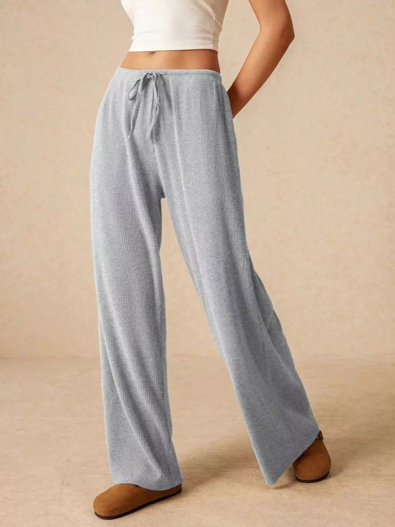 Drawstring Wide Leg Pants