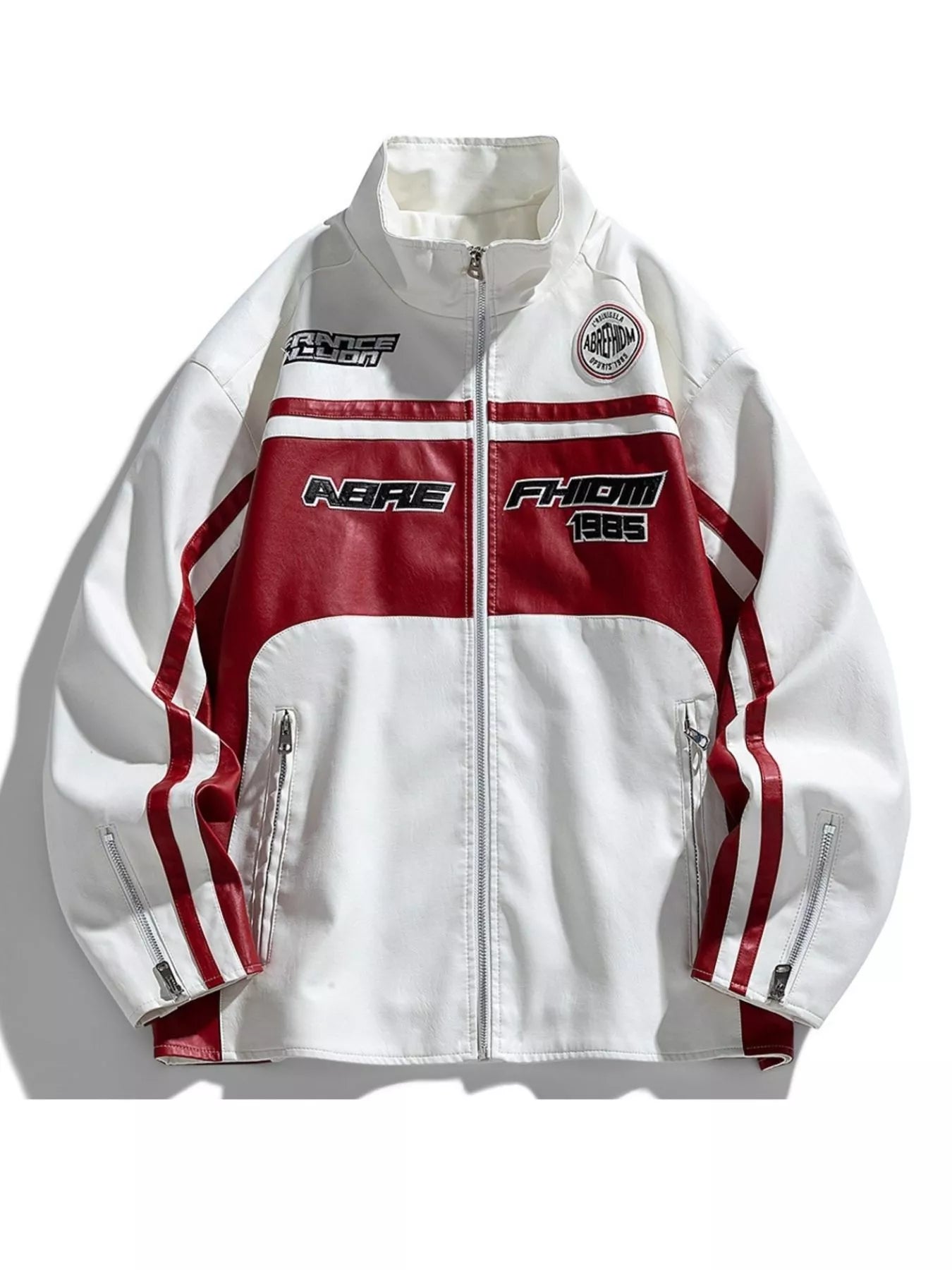Men's Plus Size Zip Up Long Sleeve Leather Jacket