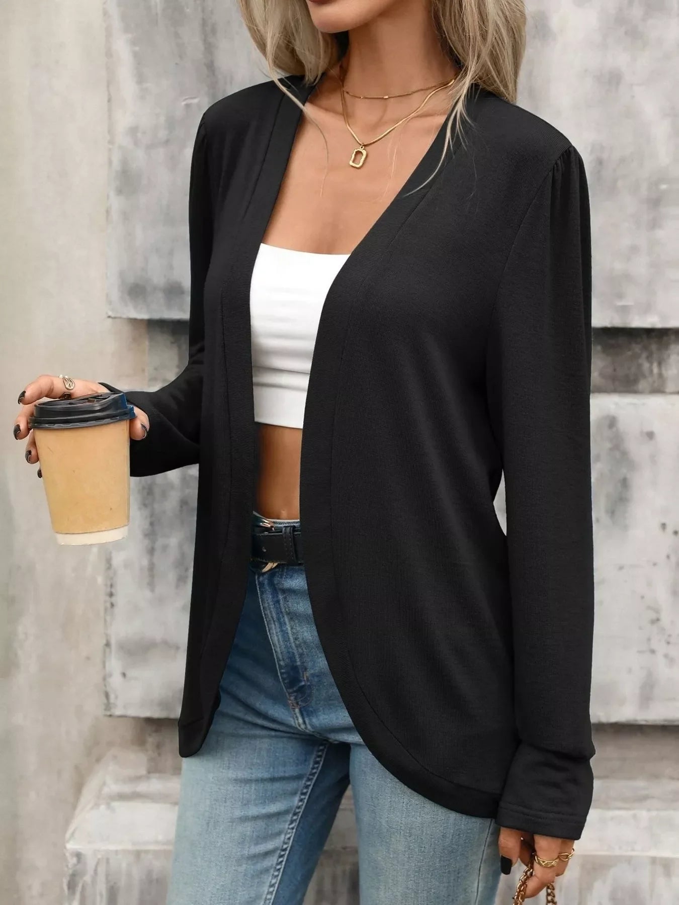 Open Front Long Sleeve Cardigan