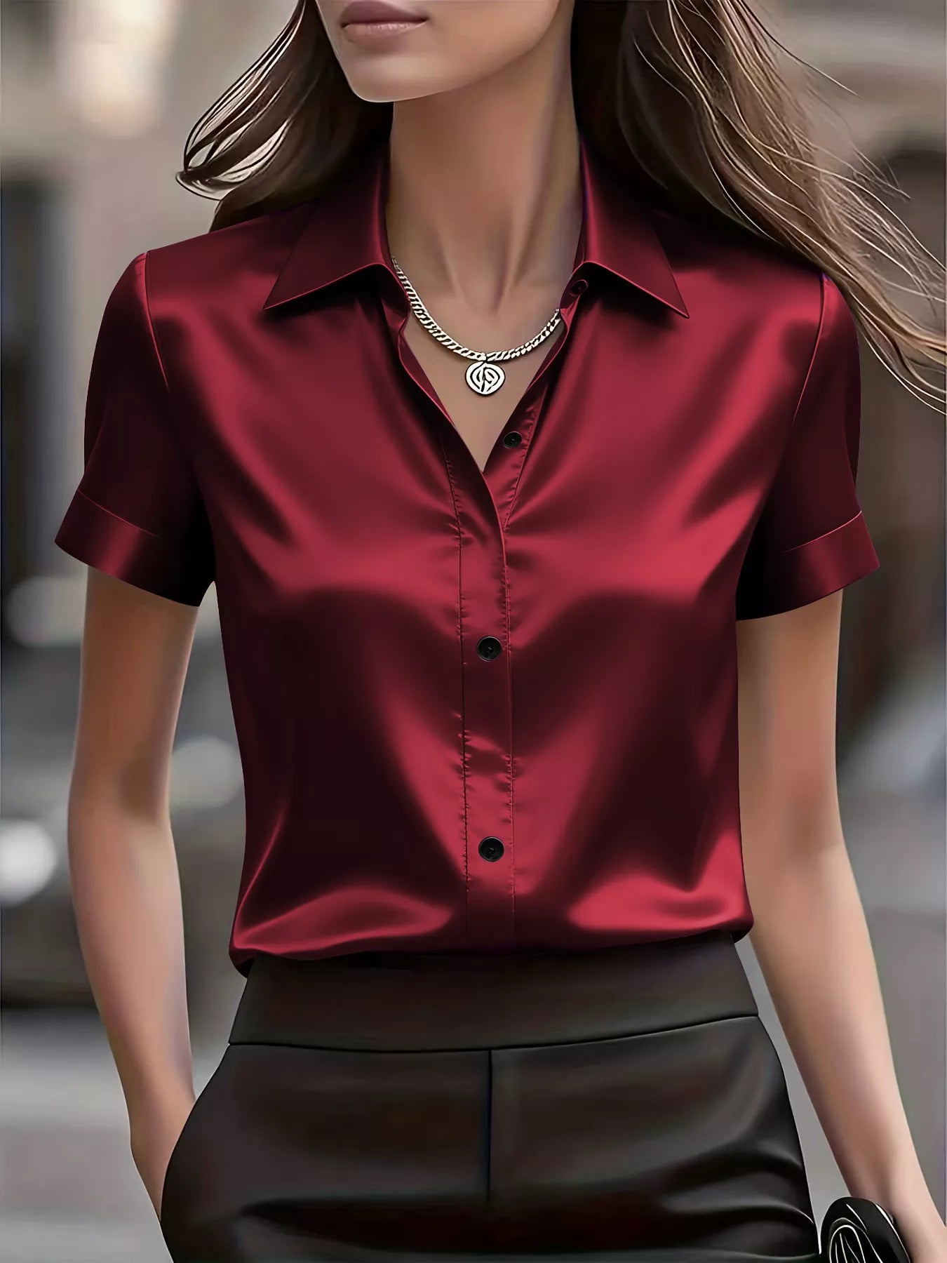 Satin Short-Sleeve Shirt