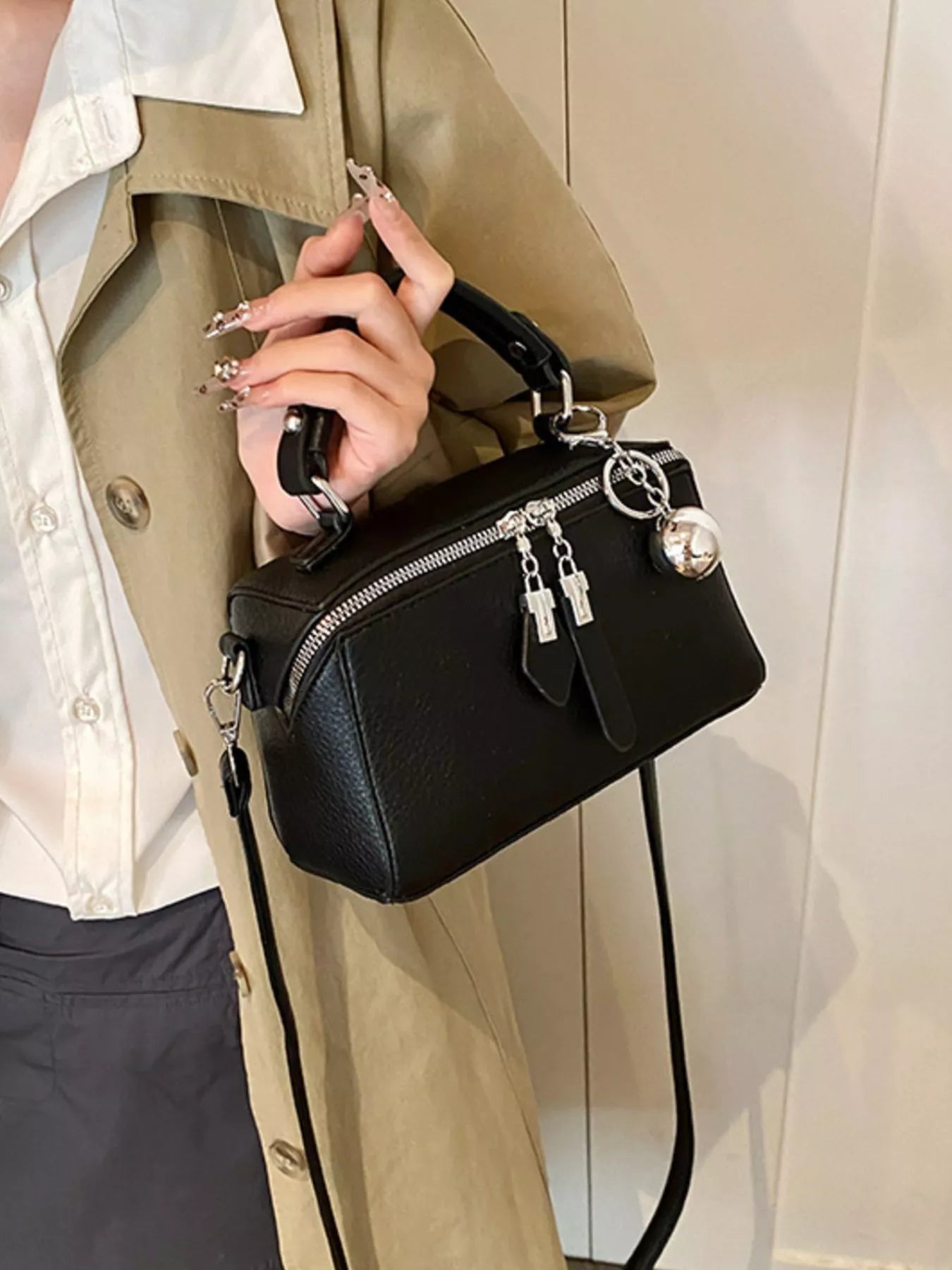 Textured Leather Handbag