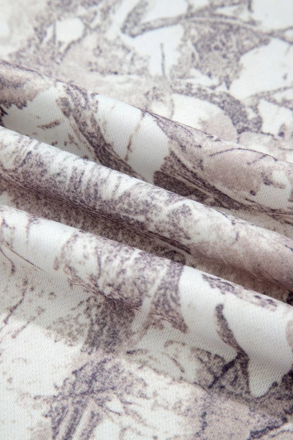 Abstract Print Ribbed Cuffs Hem Long Sleeve Hoodie