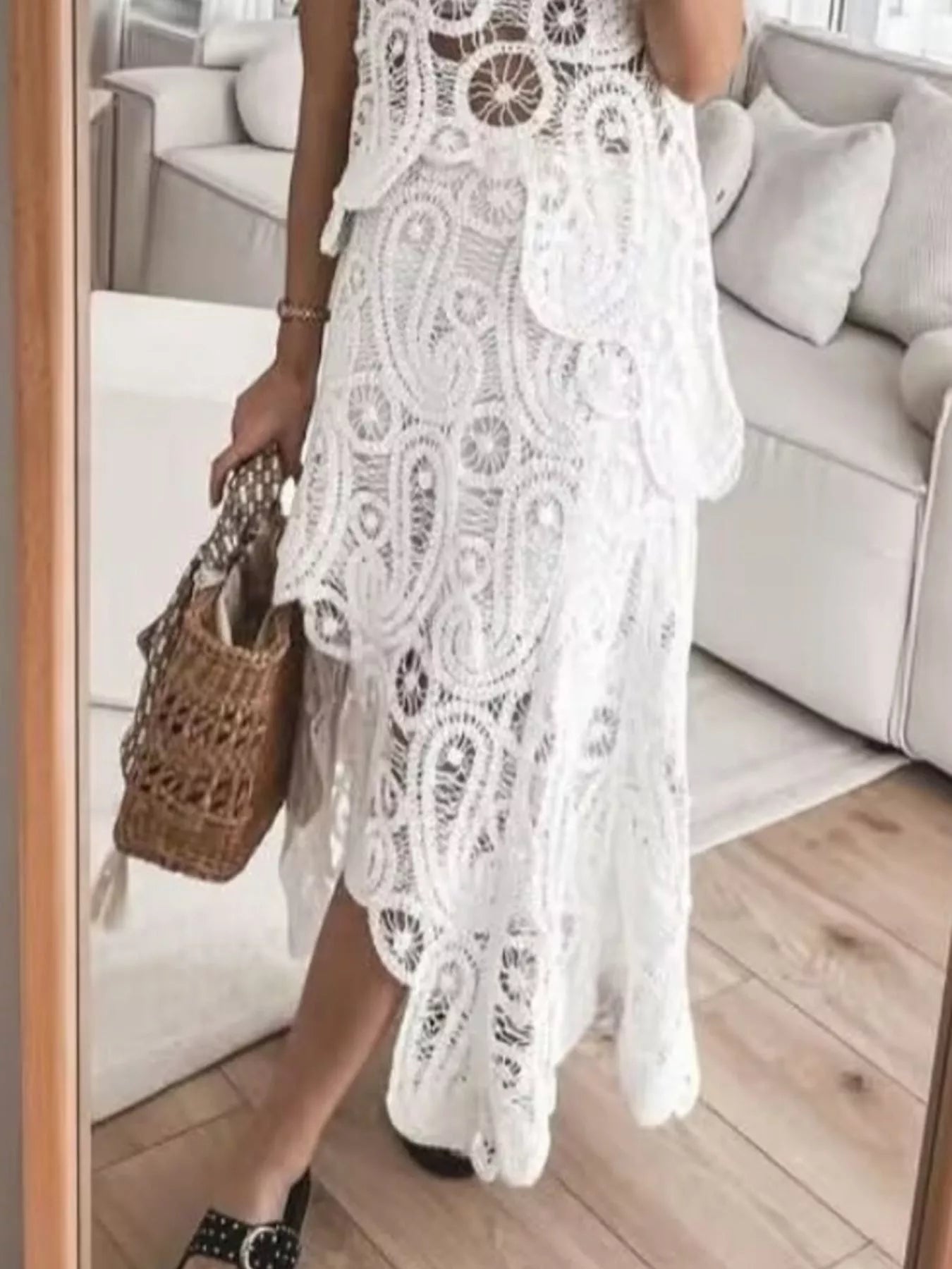 Crochet Sleeveless Tank and Skirt Set
