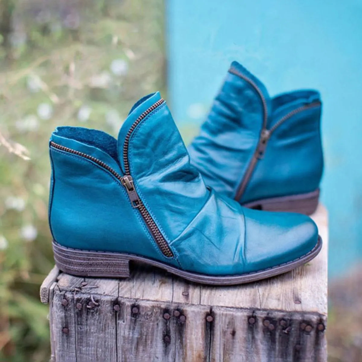 Round Toe Block Heels Boots